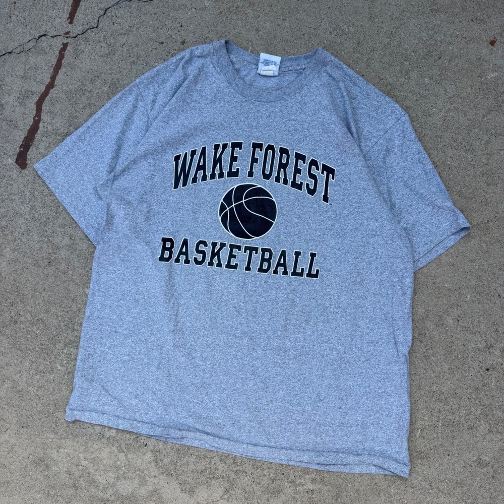The Cotton Exchange Wake Forest Basketball Mens XL Gray Graphic Tee Vintage